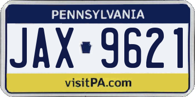 PA license plate JAX9621