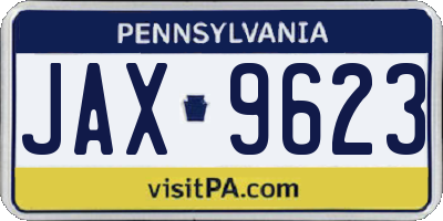 PA license plate JAX9623