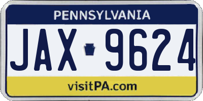 PA license plate JAX9624
