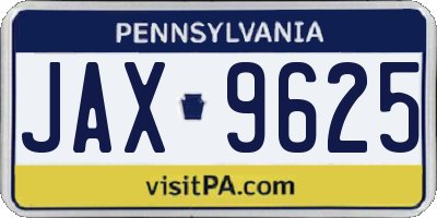 PA license plate JAX9625