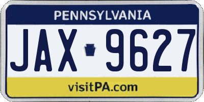 PA license plate JAX9627