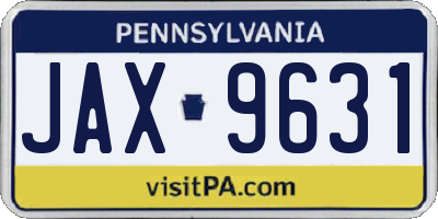 PA license plate JAX9631