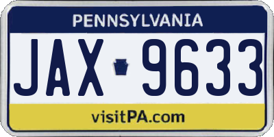 PA license plate JAX9633