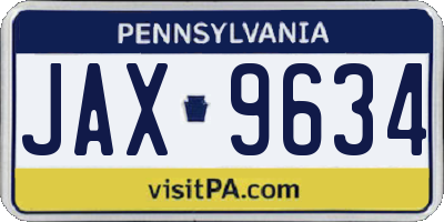 PA license plate JAX9634