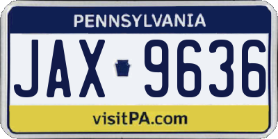 PA license plate JAX9636