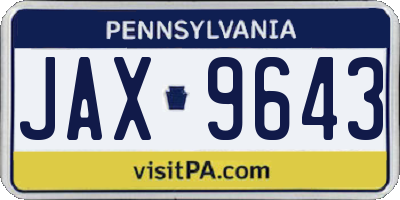 PA license plate JAX9643
