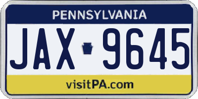 PA license plate JAX9645
