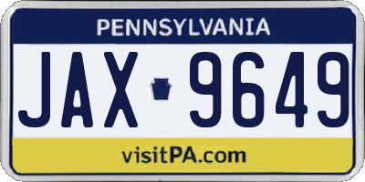 PA license plate JAX9649