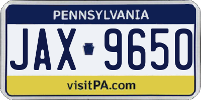 PA license plate JAX9650