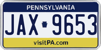 PA license plate JAX9653