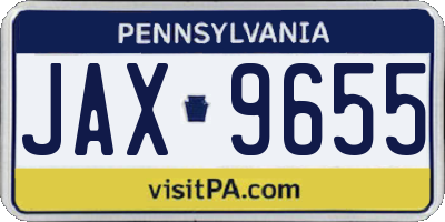 PA license plate JAX9655
