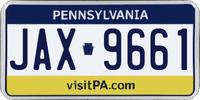 PA license plate JAX9661