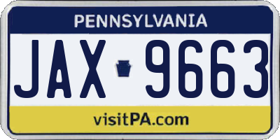 PA license plate JAX9663