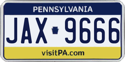 PA license plate JAX9666