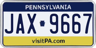PA license plate JAX9667