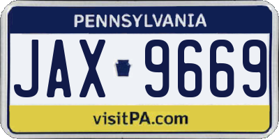 PA license plate JAX9669
