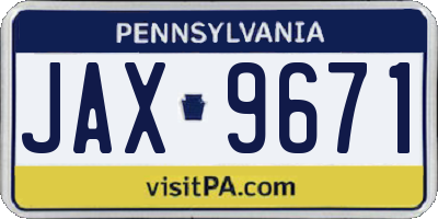 PA license plate JAX9671