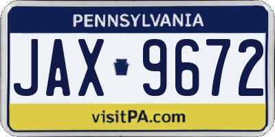 PA license plate JAX9672