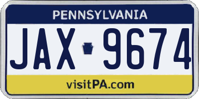 PA license plate JAX9674