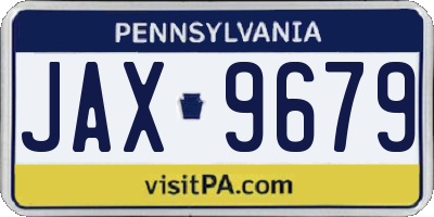 PA license plate JAX9679