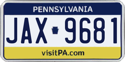 PA license plate JAX9681
