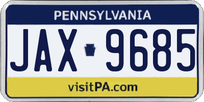 PA license plate JAX9685