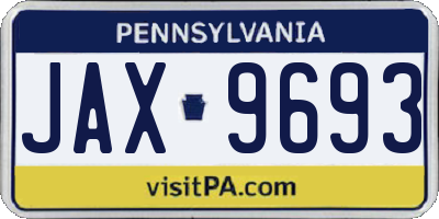 PA license plate JAX9693