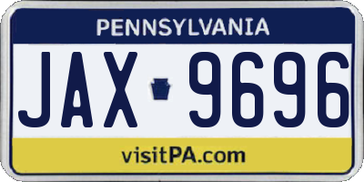 PA license plate JAX9696