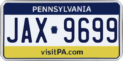 PA license plate JAX9699