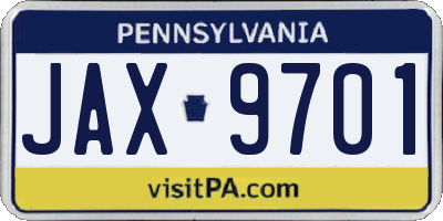 PA license plate JAX9701