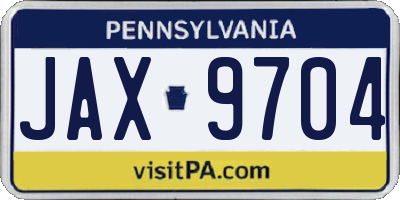 PA license plate JAX9704