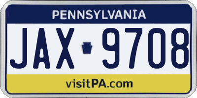 PA license plate JAX9708