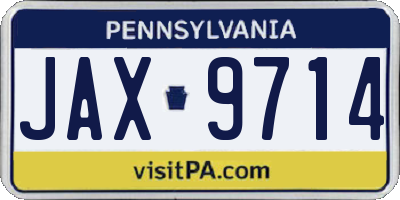 PA license plate JAX9714