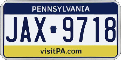PA license plate JAX9718