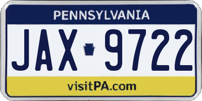 PA license plate JAX9722