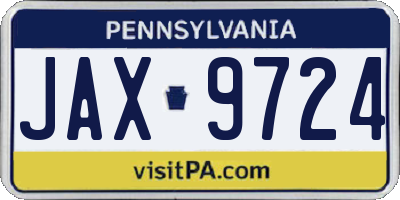 PA license plate JAX9724