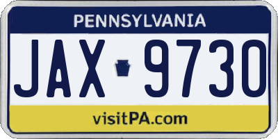PA license plate JAX9730