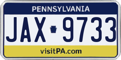 PA license plate JAX9733