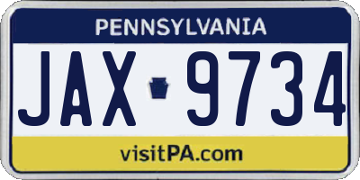 PA license plate JAX9734