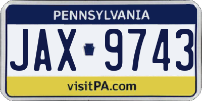 PA license plate JAX9743