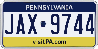 PA license plate JAX9744