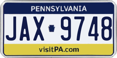 PA license plate JAX9748
