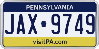PA license plate JAX9749
