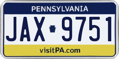 PA license plate JAX9751