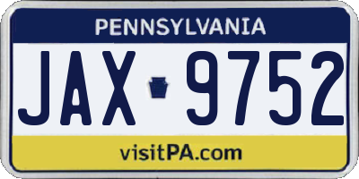 PA license plate JAX9752