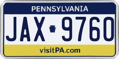 PA license plate JAX9760