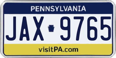 PA license plate JAX9765
