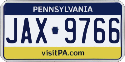 PA license plate JAX9766
