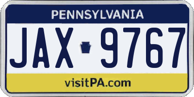 PA license plate JAX9767