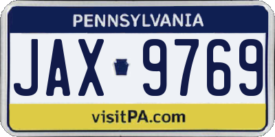 PA license plate JAX9769